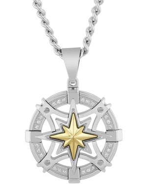 Robert Alton 1/8Ctw Diamond Stainless Steel With Finish Compass Pendant - Metallic