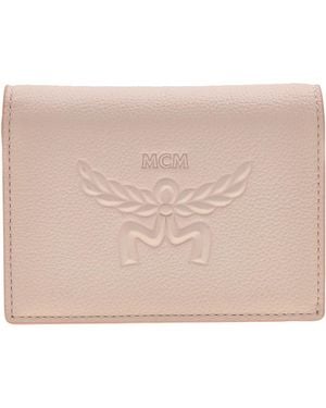 MCM Embossed Logo Leather Mini Himmel Snap Wallet - Natural