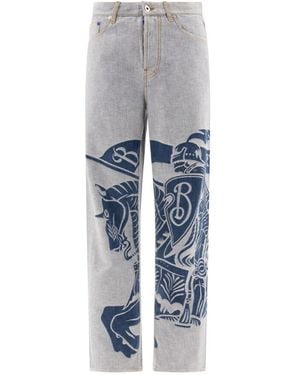 Burberry Ekd Motif Straight-Leg Oversized Fit Jeans - Grey