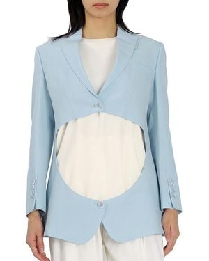 Burberry Ladies Pale Wool Step-Through Blazer, Brand Size 2 (Us - Blue