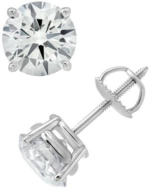 Brilliant Diamond 3.00 Carat Prong Set 14K Round-Cut Lab Grown Diamond Stud Earring - Metallic