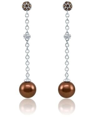 Le Vian Ladies Chocolate Pearl Earrings Set - Metallic