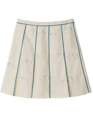 Burberry Silk Swan Pleated Skirt, Brand Size 12 Us - Natural