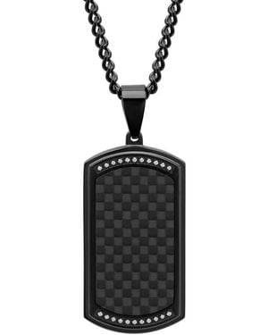 Robert Alton 1/8Ctw Diamond Stainless Steel With Finish Carbon Fibre Dog Tag Pendant - Black