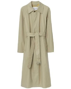 Burberry Bradford Car Coat Gabardine Long Coat, Brand Size 46 Us - Natural
