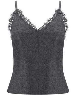 Brunello Cucinelli Dark Camisole With Lace Trim - Grey