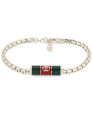 Gucci Web Motif And Enamel Bracelet - Metallic
