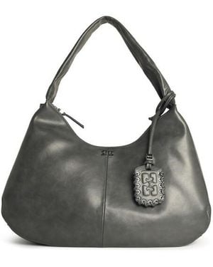 Ganni Bou Xxl Leather Blend Bag - Grey