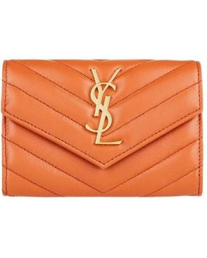 Saint Laurent Cassandre Matelasse Small Envelope Wallet - Orange