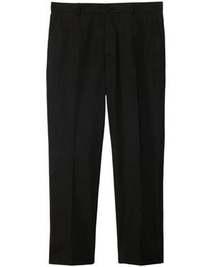 Burberry Ekd Embroidered Cotton Trousers, Brand Size 50 Waist - Black