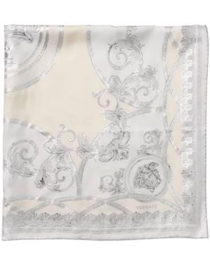 Versace Baroque Motifs Silk Scarf - White