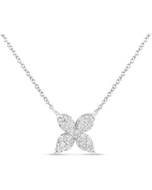 Haus of Brilliance 10K 1/2 Cttw Brilliant Round Diamond Marquise Shaped 4 Leaf Clover Adjustable 16-18" Inch Necklace (I-J Colour, I1-I2 Clarity) - Metallic