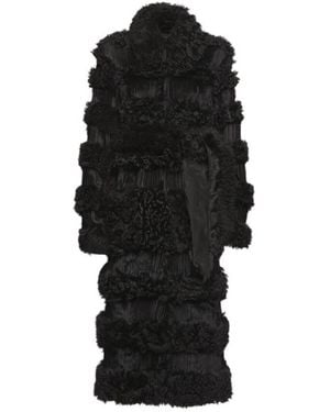 Ferragamo Shaved Shearling Coat, Brand Size 42 Us - Black