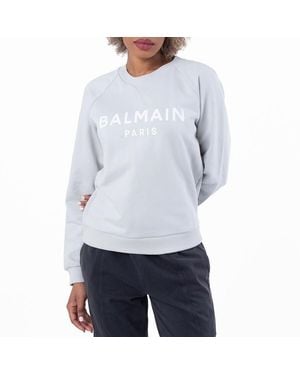Balmain Logo Print Eco-Designed Cotton Sweatshirt - White