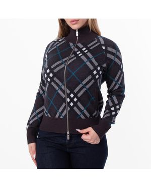 Burberry Check Wool Blend Track Jacket - Black