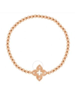 Roberto Coin Venetian Princess Beaded Stretch Bracelet With Diamond Accents - Metallic