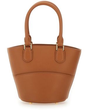 Self-Portrait Self-Portrait Leather Tote Bag With Charm - Brown