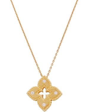 Roberto Coin 18k Yellow Gold Petite Venetian Princess Satin Flower Pendant With Diamond Accent - Metallic