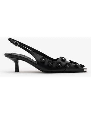 Burberry Flora Leather Chisel Slingback Pumps, Brand Size 37 Us - Black
