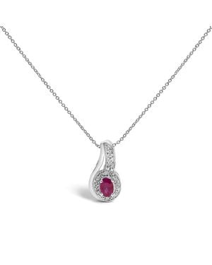 Haus of Brilliance 925 Sterling Ruby And Diamond Accent Milgrain Swirl Pendant Necklace - Metallic