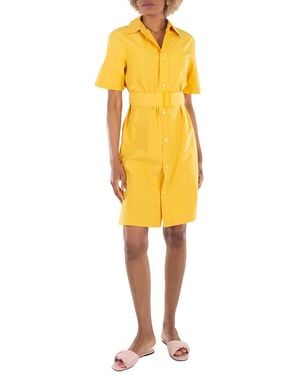 Burberry Short-Sleeve Cotton Blend Shirt Dress, Brand Size 10 Us - Yellow