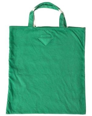 Prada Jersey Fabric Logo Shoulder Shopping Tote Bag - Green