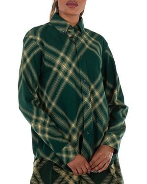 Burberry Equestrian Knight Check Pattern Shirt, Brand Size 8 Us - Green
