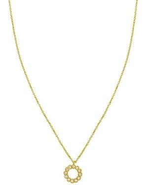 Tresorra 14K Petite Diamond Circle Necklace - Metallic
