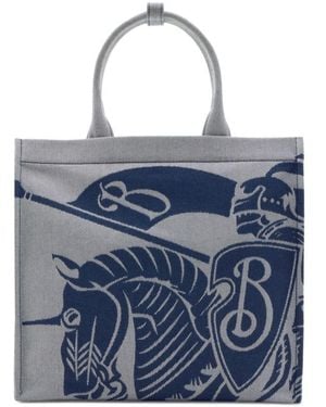 Burberry Ekd Motif Cotton-Blend Tote Bag - Blue