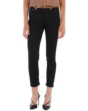 Burberry Deer Print Trim Straight Fit Japanese Denim Jeans, Waist - Black