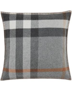 Burberry Check Cashmere Cushion Cover - Grey