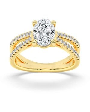Mure And Co 2Ctw Oval Shaped Lab Grown Diamond (F/Vs) Cross Shank Accented Engagement Ring - Metallic