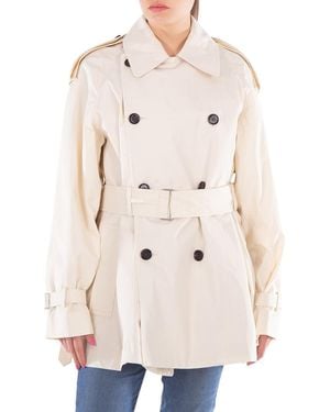 Burberry Short Belted Trench Coat, Brand Size 8 (Us - Natural
