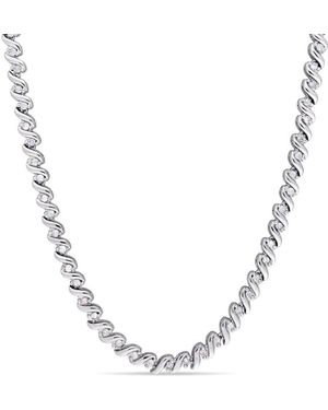 Amour 1 Ct Tw Diamond Tennis Necklace - Metallic