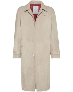 Brunello Cucinelli Light Leather Coat, Size X-Large - Natural