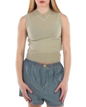 MM6 by Maison Margiela Piped-Trim Wool-Blend Vest - Green