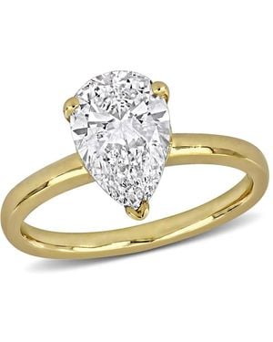 Created Forever 2Ct Tw Pear-Shaped Lab Grown Diamond Solitaire Engagement Ring - Metallic