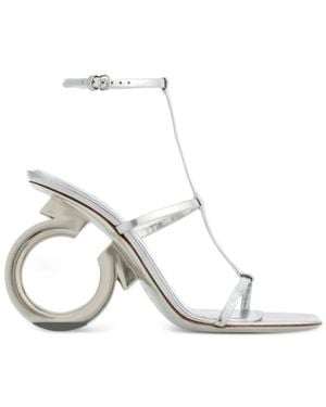 Ferragamo Elina Gancini Nappa Sandals - White