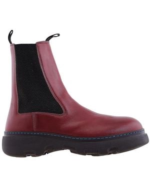 Burberry Creeper Leather Chelsea Boots, Brand Size 45 Us - Purple