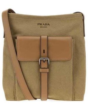Prada Khaki Canvas Route Crossbody Bag Kaki Borse A Mano - Green