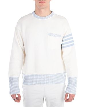 Thom Browne Cotton 4-Bar Hector Pullover - White