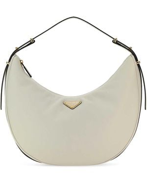 Prada White Leather Big Arquè Handbag - Metallic