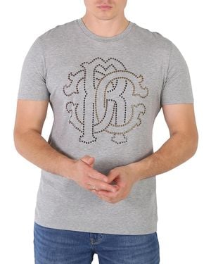 Roberto Cavalli Studded Logo T-Shirt - Grey