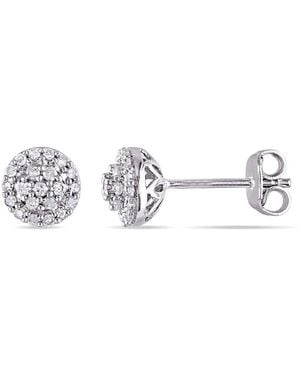 Amour 1/4 Ct Tw Diamond Cluster Halo Stud Earrings - Metallic