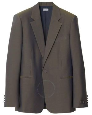 Burberry Iridescent-Effect Wool Blazer, Brand Size 44R (Us - Grey