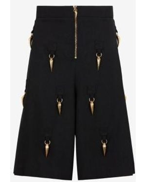 Roberto Cavalli Tiger Tooth Embellished Shorts, Brand Size 48 Us - Black