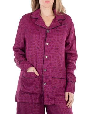 KENZO Graphic-Print Long Sleeve Shirt, Brand Size 40 (Us - Purple