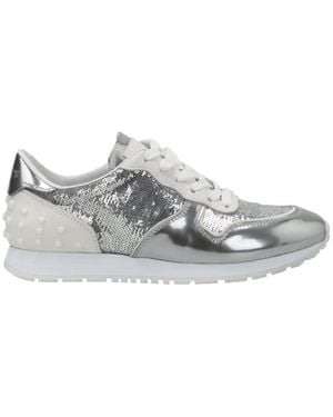 Tod's Tod's Sequined Metallic Leather Sneakers - Grey