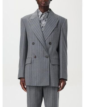 Brunello Cucinelli Pinstripe Double Breasted Jacket - Gray