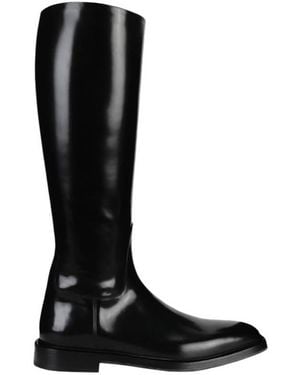 Ferragamo Fluid Leather Riding Boots - Black